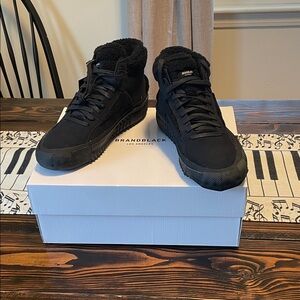 Brandblack Los Angeles Capo Faux Shearling Black High-Top Lace Up Sneakers